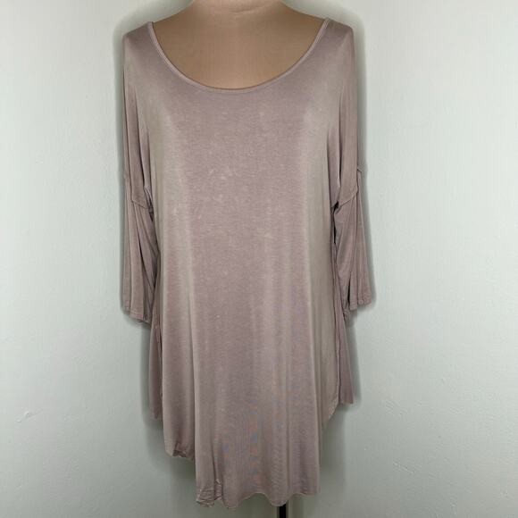 POL Swing Tunic Top Size Small Womens Brown Drop Shoulder Relaxed Acid Wash New - Picture 1 of 9